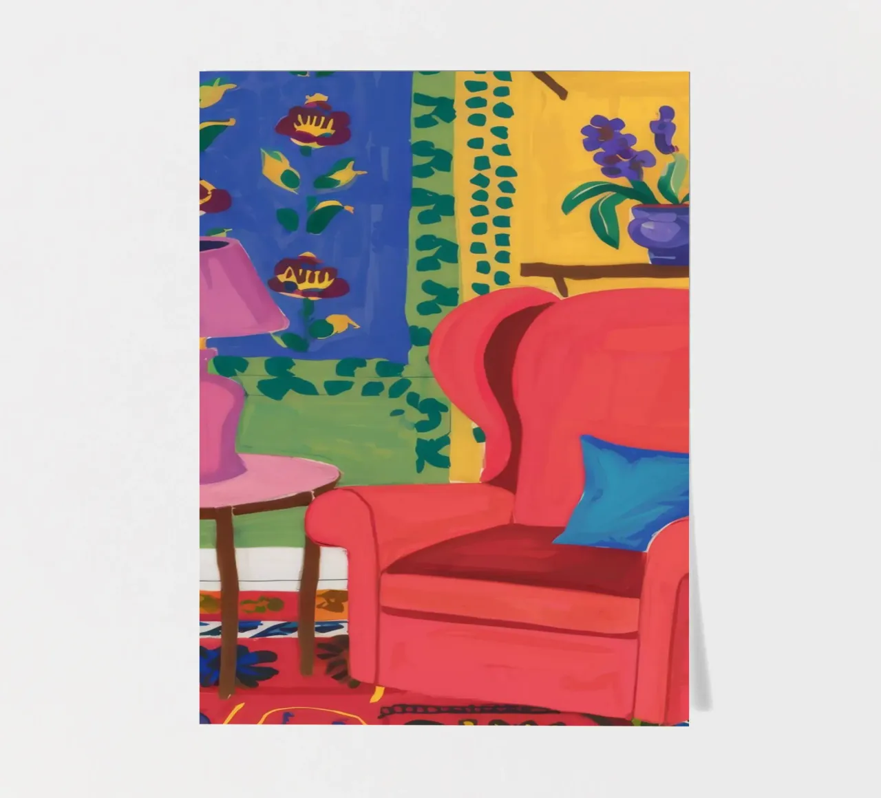 Red Armchair Reading Nook sticker sheet by FadeAura
