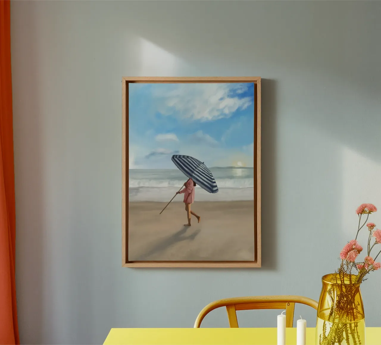 Blootsvoets in het zand canvas met Baklijst van Verse