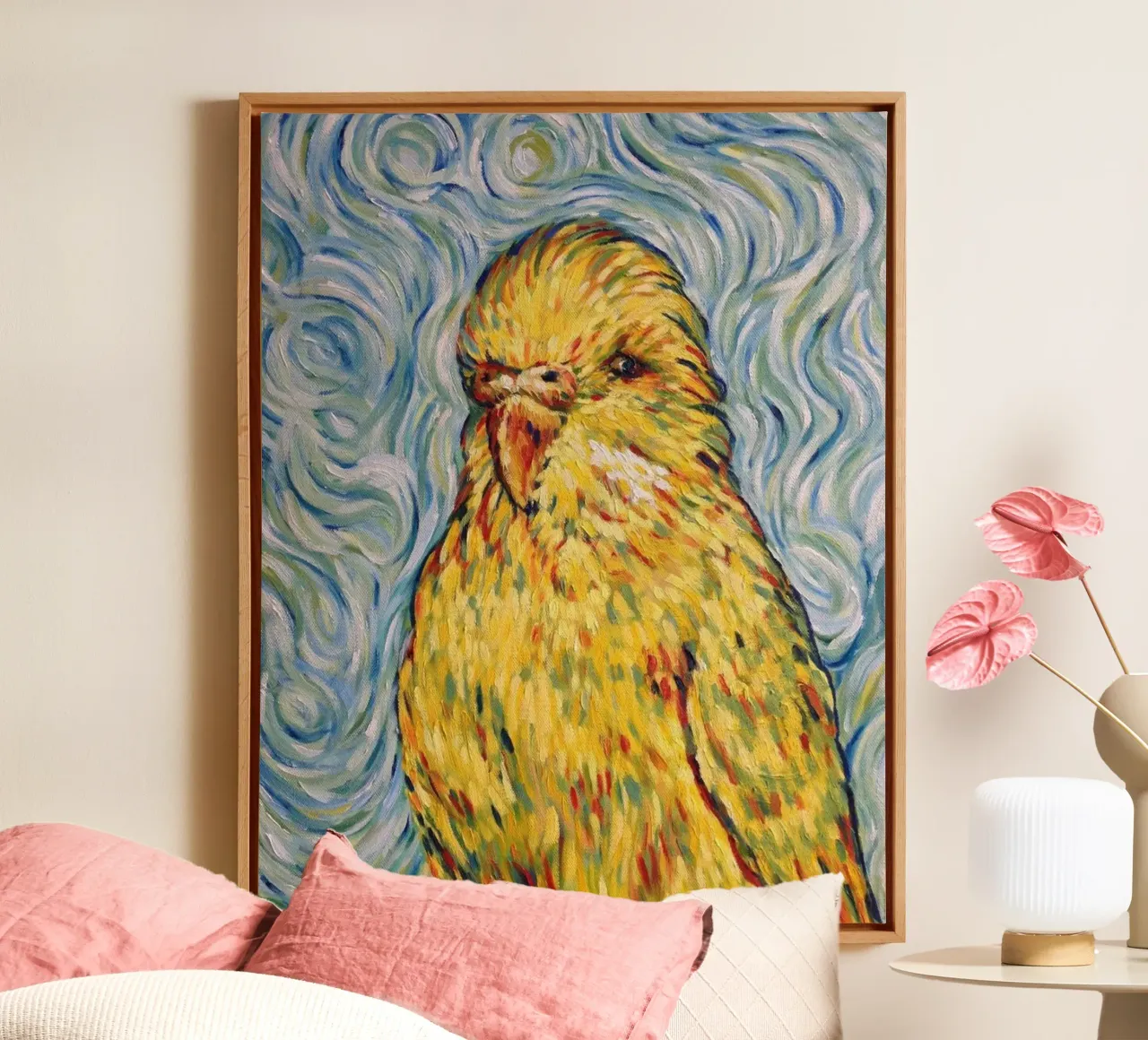 papegaai oranje canvas met Baklijst van cloud shop