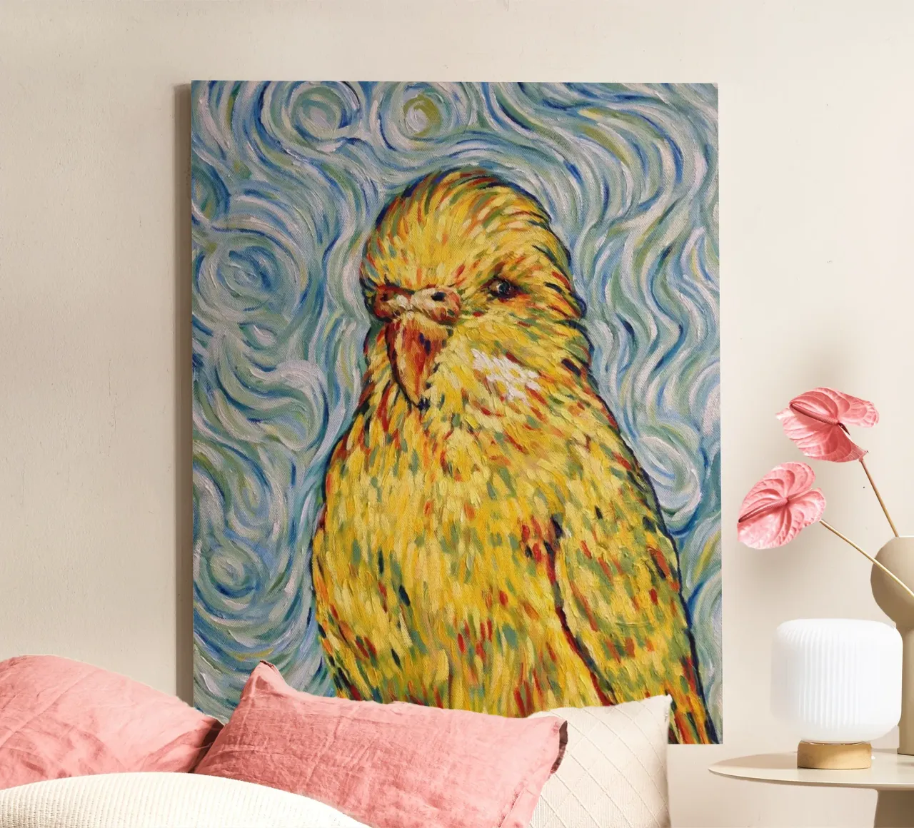 papegaai oranje canvas met Baklijst van cloud shop