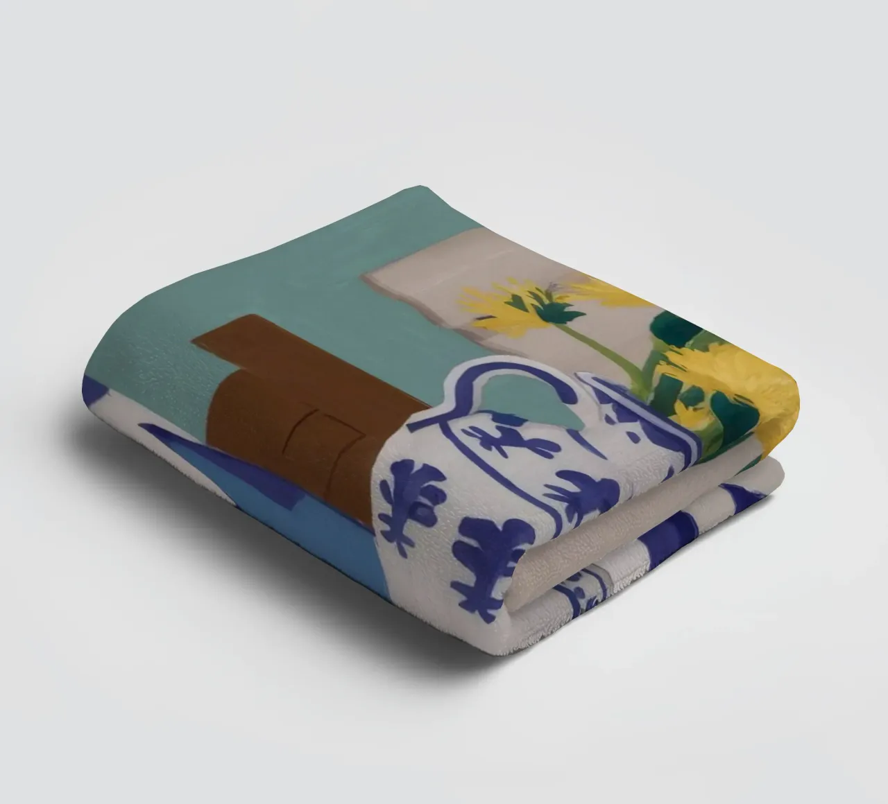 Vase Chinoiserie Fleurs Jaunes serviette de bain de Stone Decade