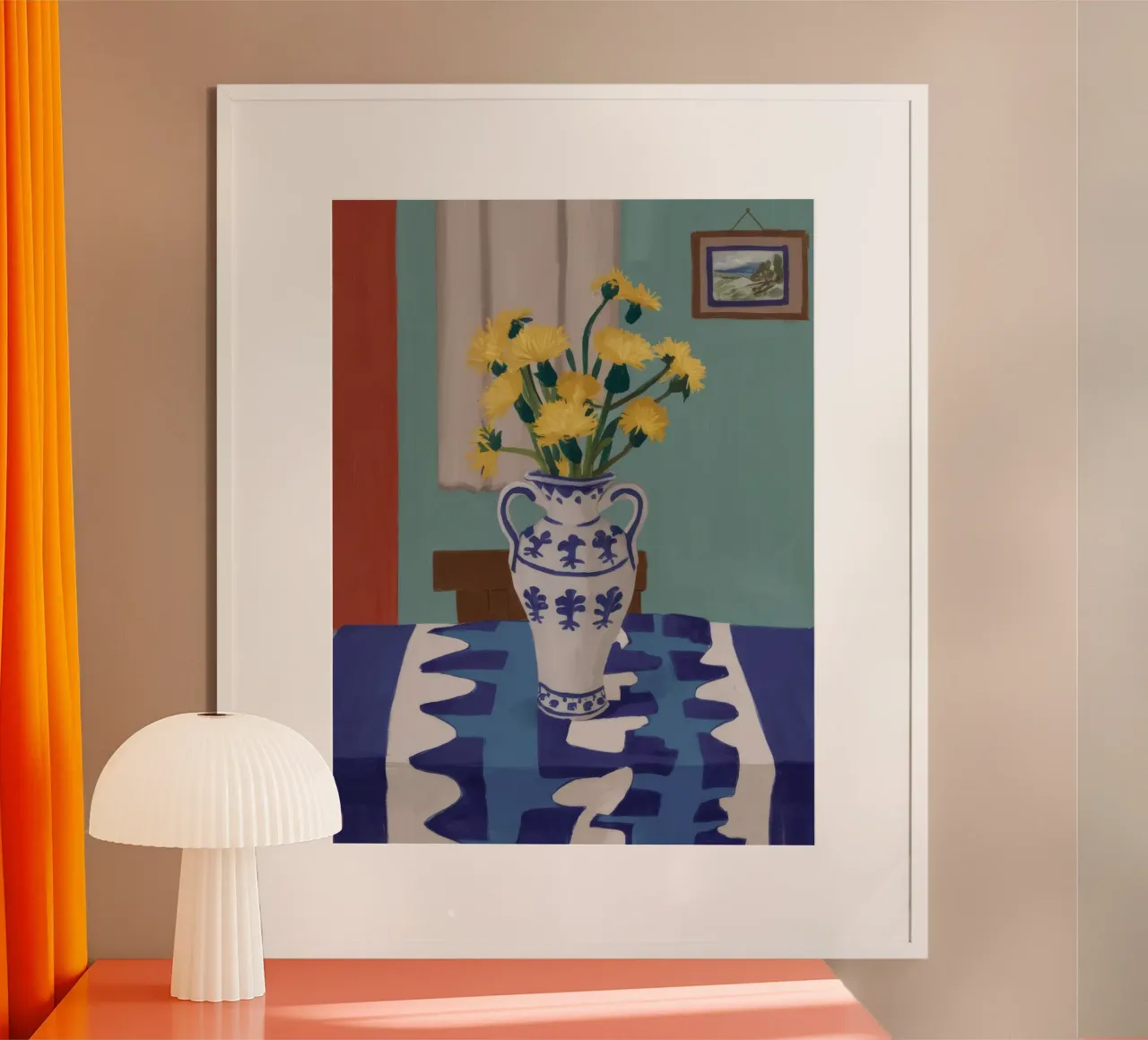 Vaso a cineserie Fiori gialli poster con telaio in alluminio da Stone Decade