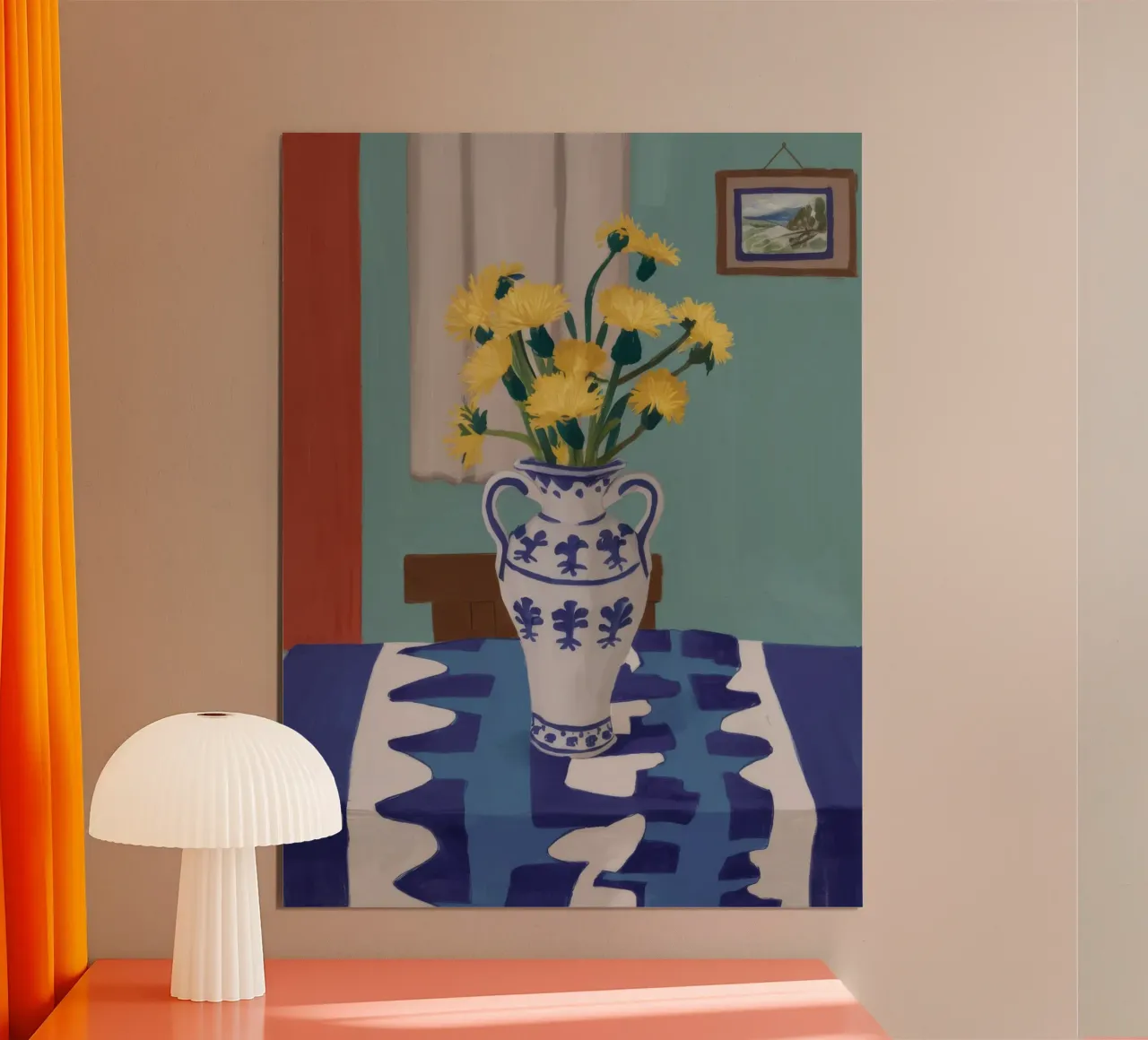 Vaso a cineserie Fiori gialli poster con telaio in alluminio da Stone Decade