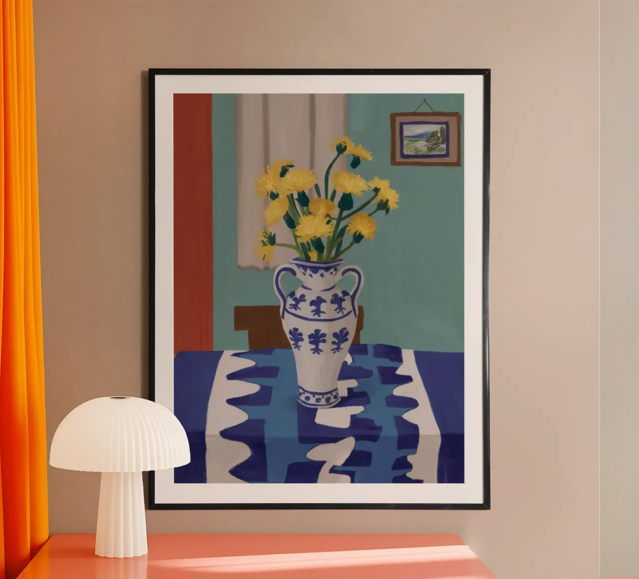 Vaso a cineserie Fiori gialli poster con telaio in alluminio da Stone Decade