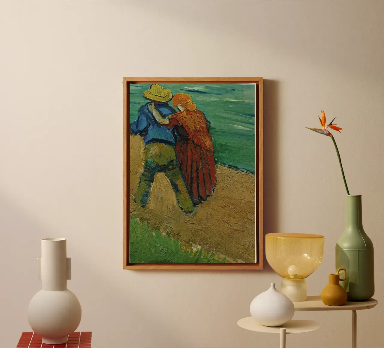 koppel omarmt romantiek canvas met Baklijst van cloud shop