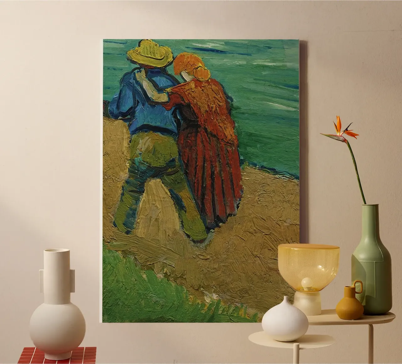 koppel omarmt romantiek canvas met Baklijst van cloud shop
