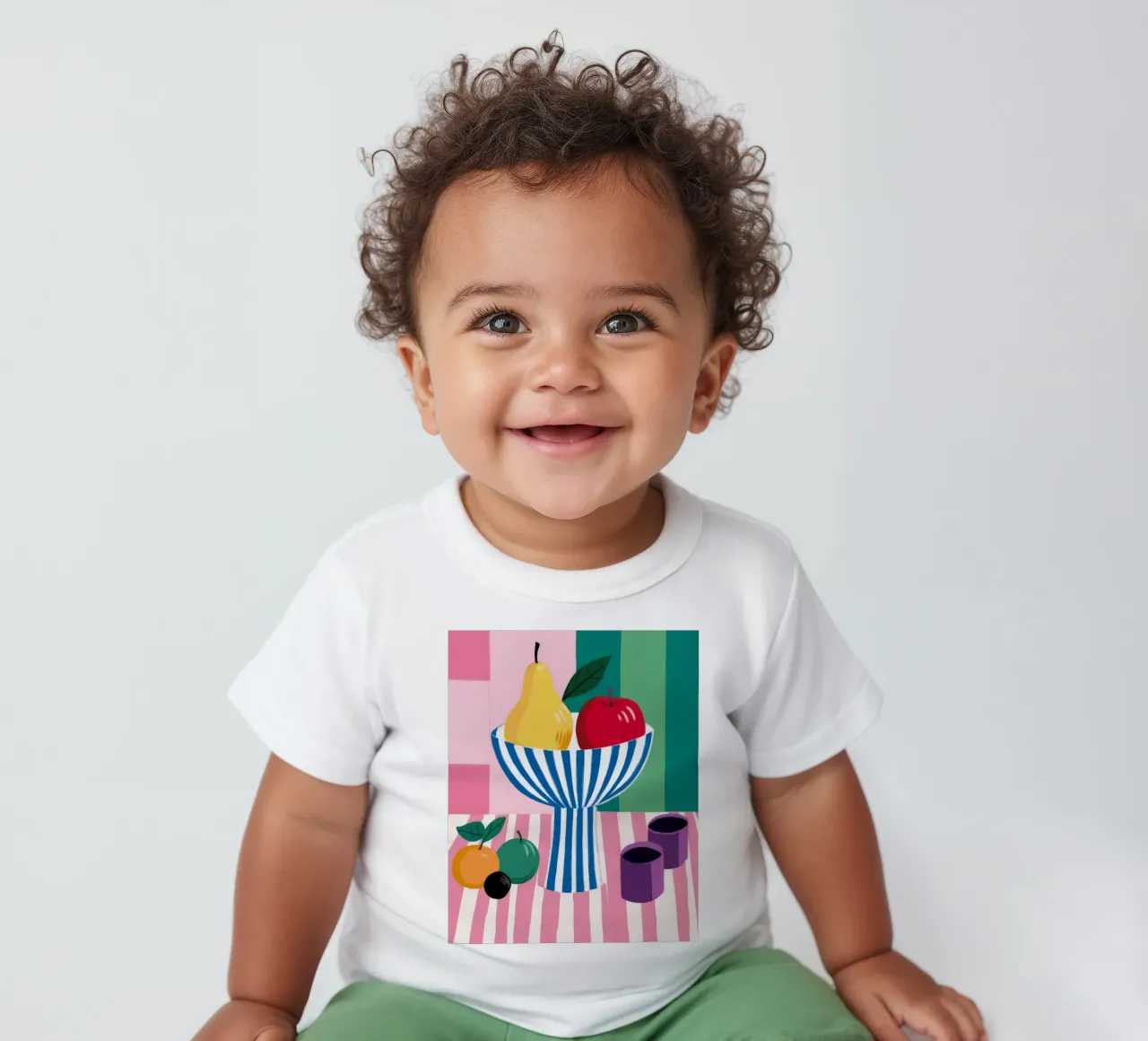 Striped Bowl Apple Pear baby t-shirt by Haven Fantasy