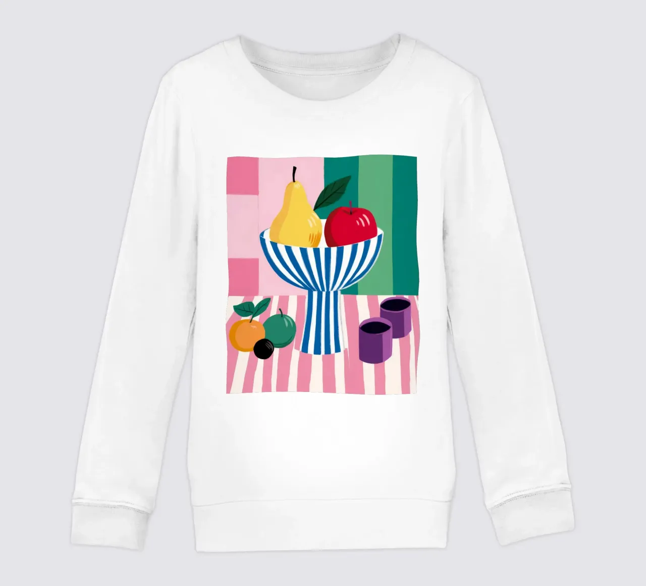 Striped Bowl Apple Pear kids sweatshirt by Haven Fantasy