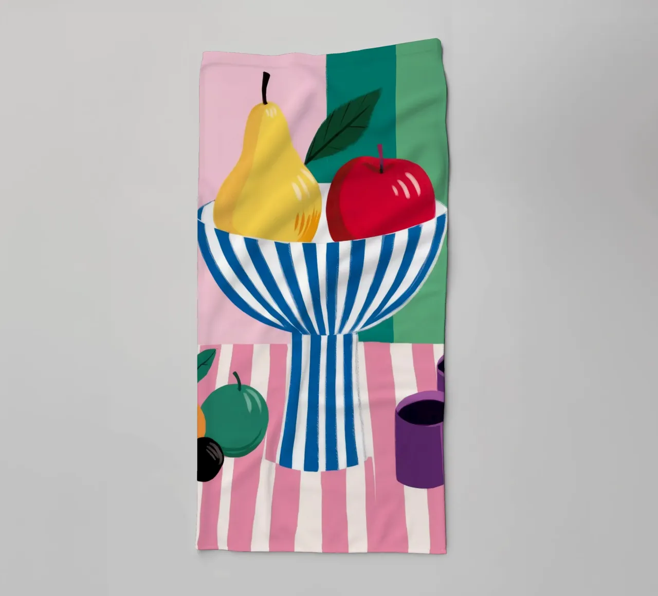 Striped Bowl Apple Pear towel by Haven Fantasy