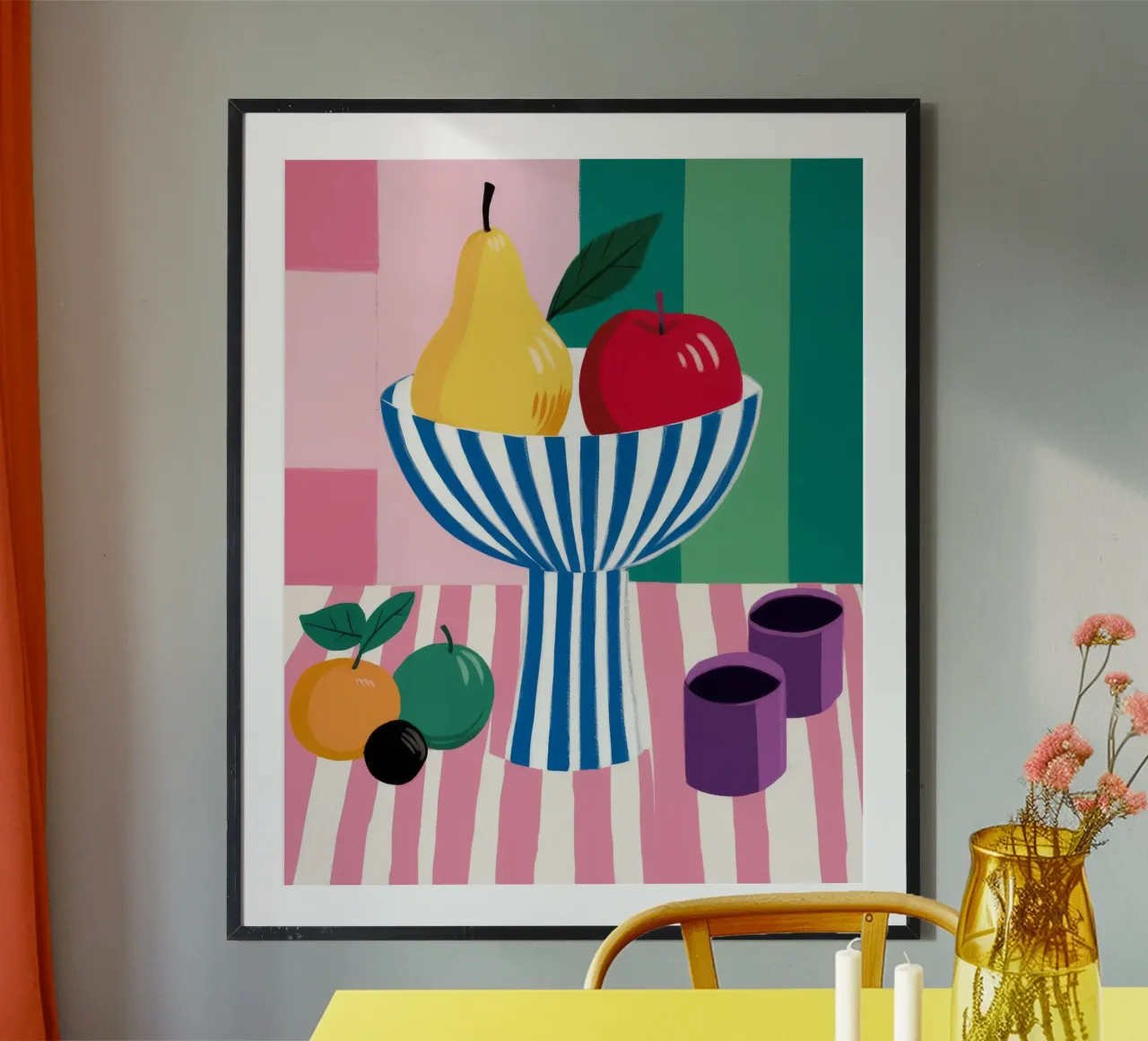 Gestreifte Schale Apfel-Birne Poster von Haven Fantasy