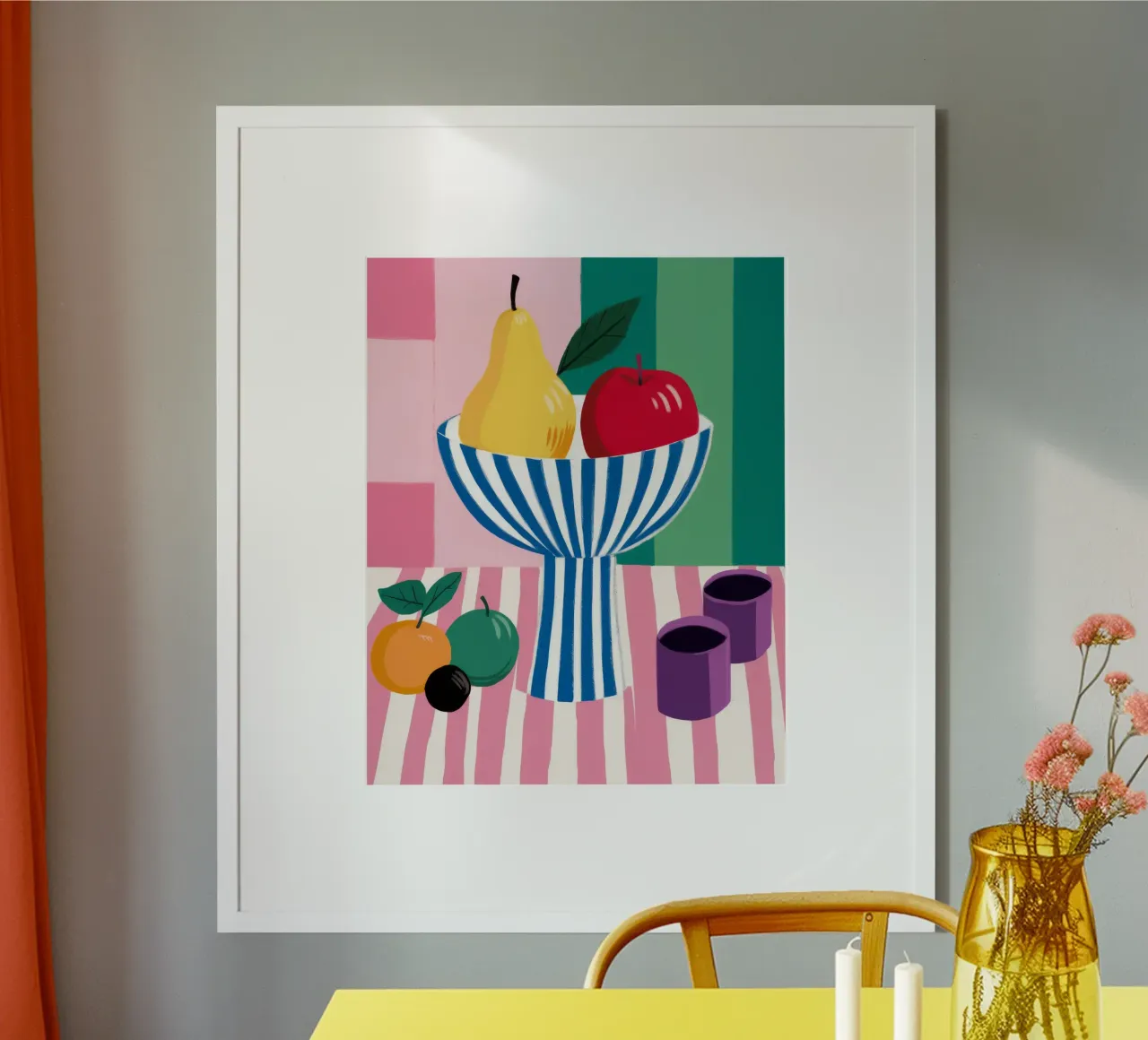 Gestreifte Schale Apfel-Birne Poster von Haven Fantasy