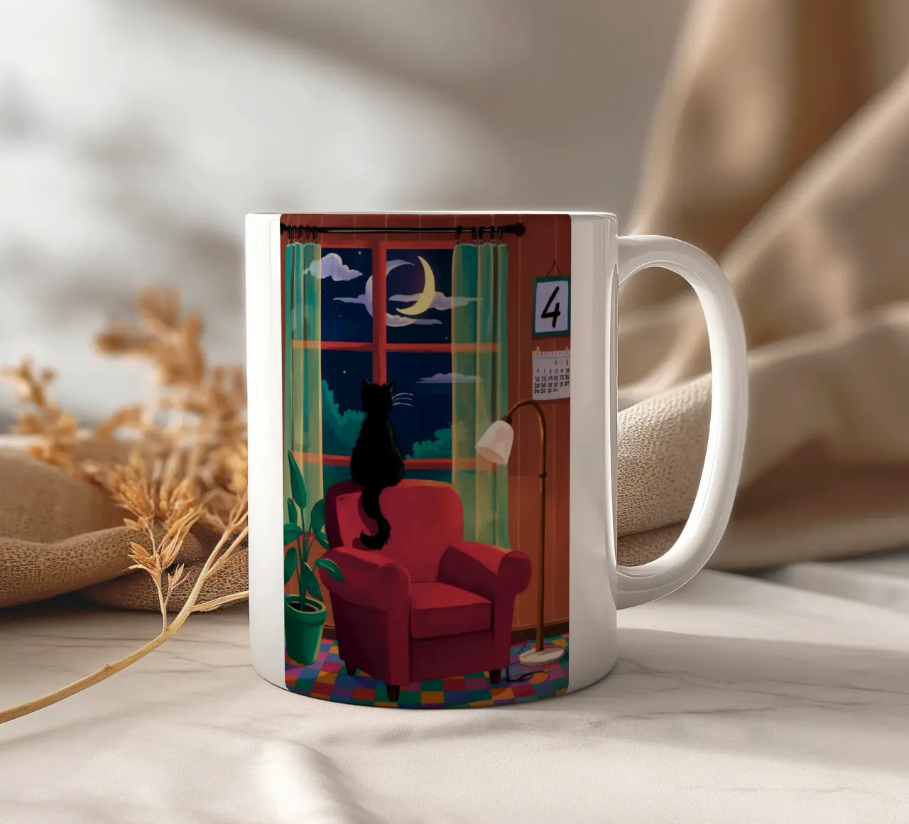 Lecture nocturne de la chaise rouge mug en céramique de FadeAura
