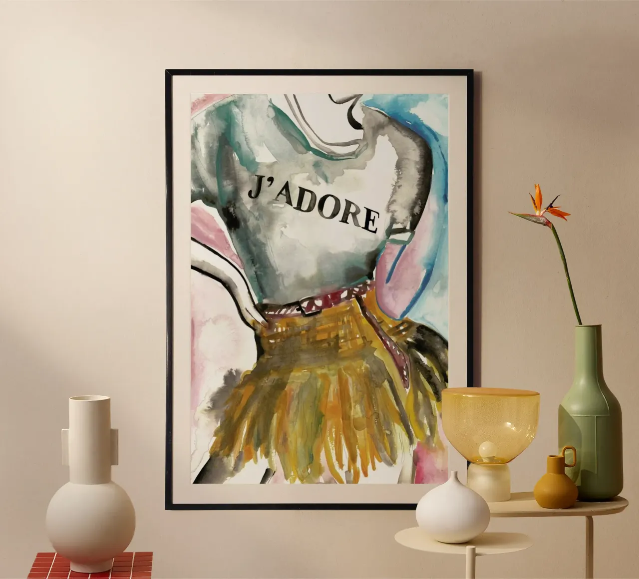 J'adore poster con telaio in plastica da Victoria Verbaan