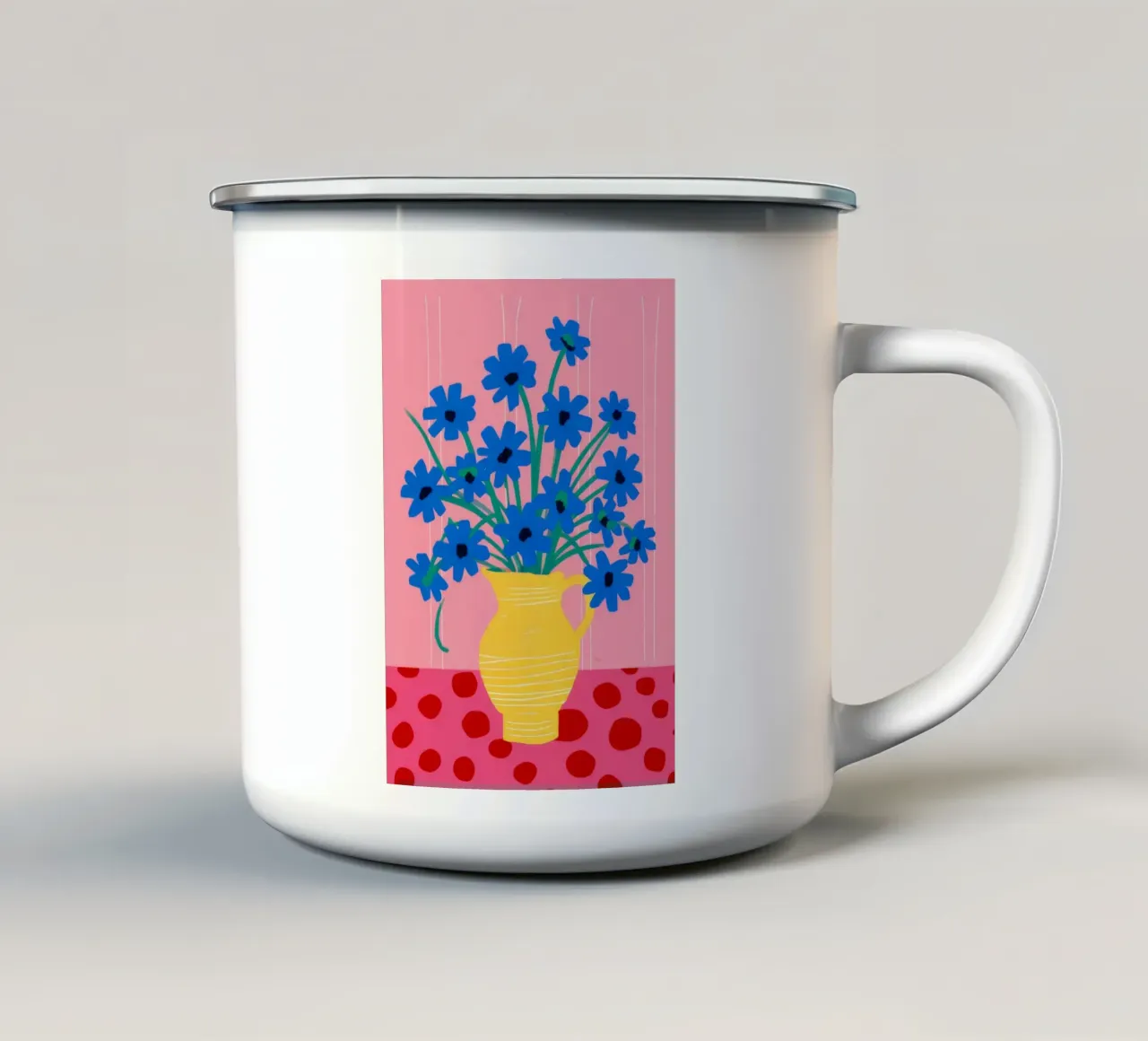Vaso giallo Astri blu tazza in smalto da FadeAura