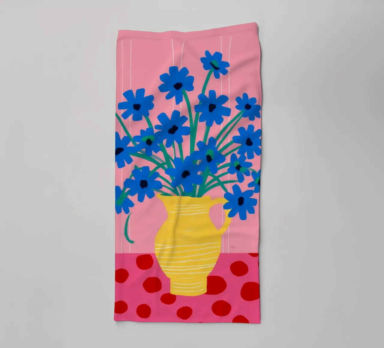 Vase jaune Asters bleus serviette de bain de FadeAura