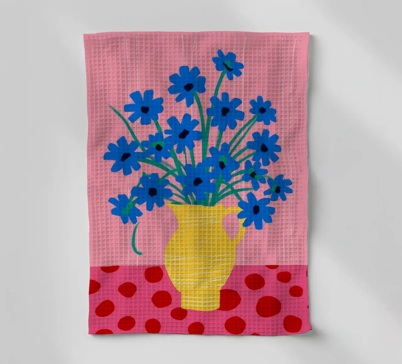 Vase jaune Asters bleus torchon de FadeAura