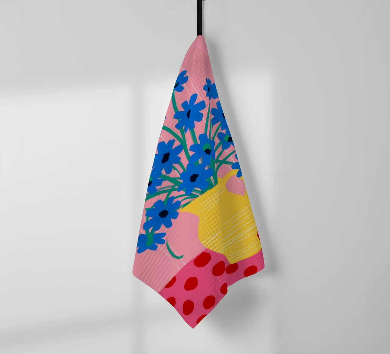 Vase jaune Asters bleus torchon de FadeAura