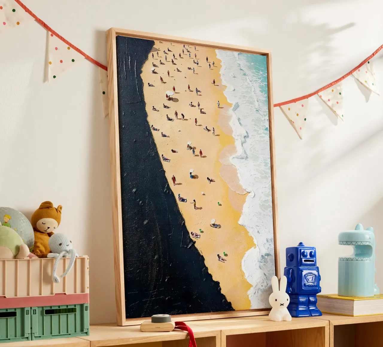 Spiaggia di confine - Paesaggio impressionistico sulla spiaggia tela con Cornice a cassetta da KUNSTstück