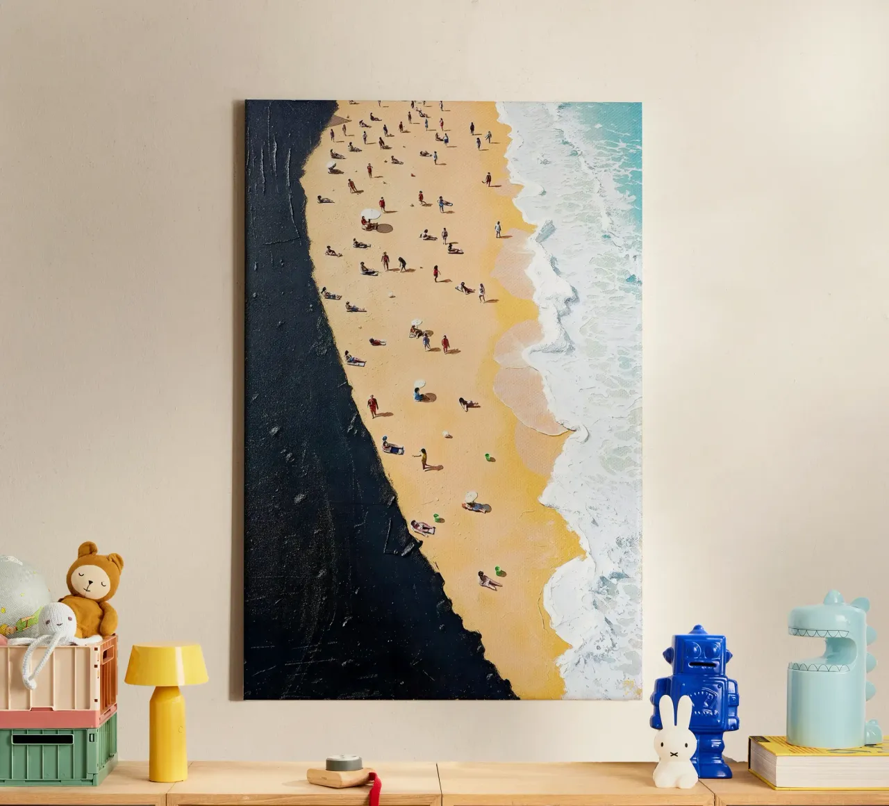 Spiaggia di confine - Paesaggio impressionistico sulla spiaggia tela con Cornice a cassetta da KUNSTstück