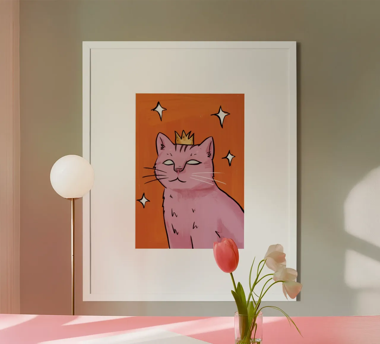 Ammiccamento reale felino poster con telaio in alluminio da Pale Aura