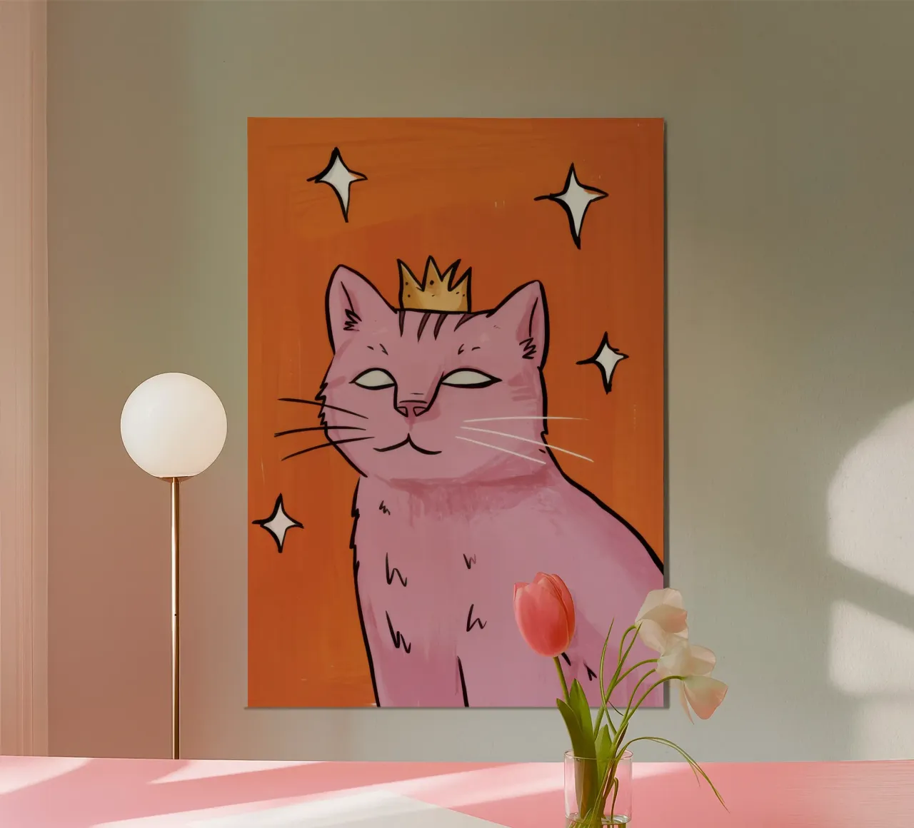 Ammiccamento reale felino poster con telaio in alluminio da Pale Aura