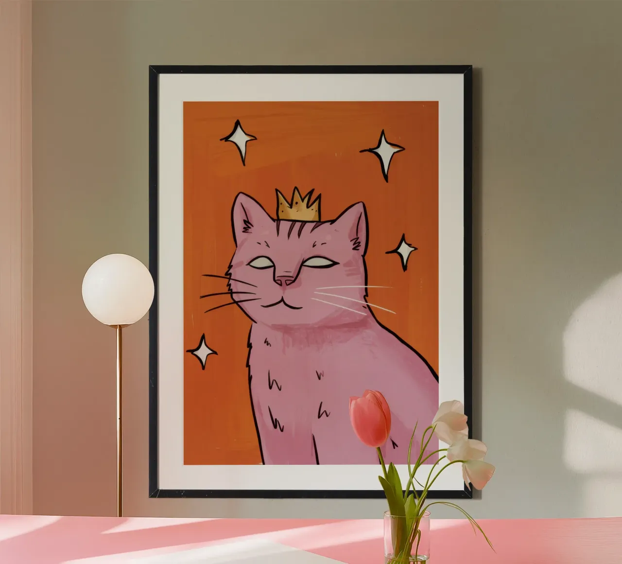 Ammiccamento reale felino poster con telaio in alluminio da Pale Aura