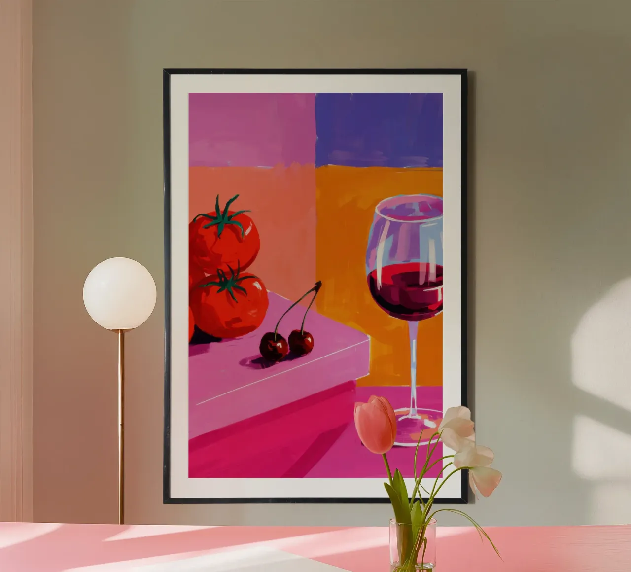 Tomate Vino Reposo poster con marco de aluminio de Pale Aura