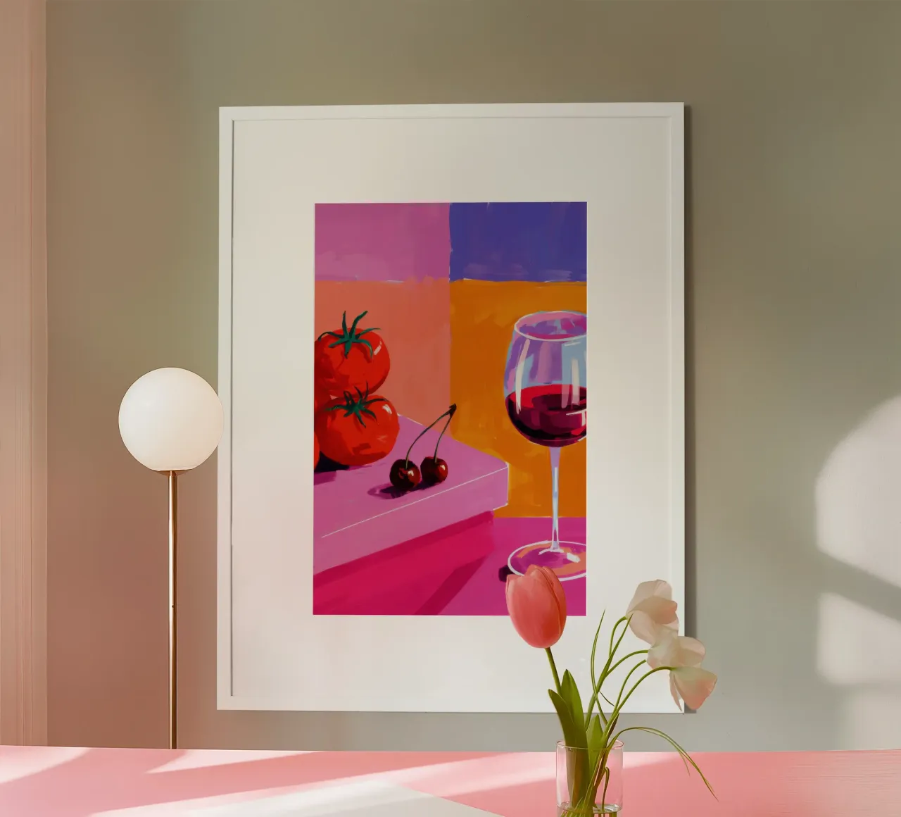 Tomate Vino Reposo poster con marco de aluminio de Pale Aura