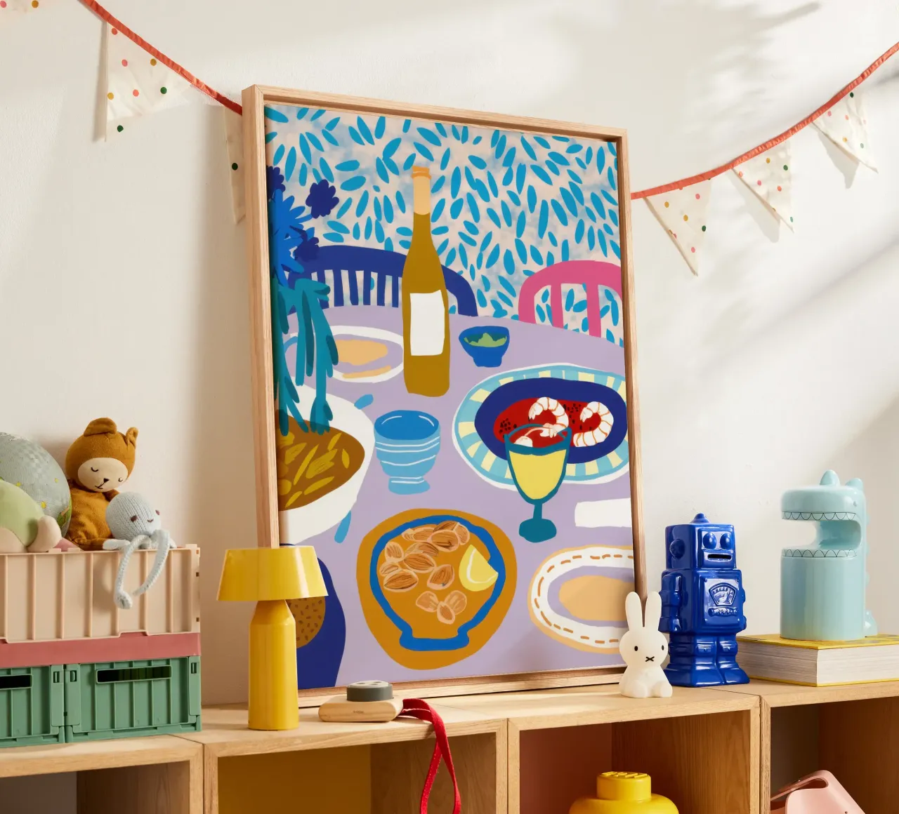 Blauwe tafel banket canvas met Baklijst van Pale Aura