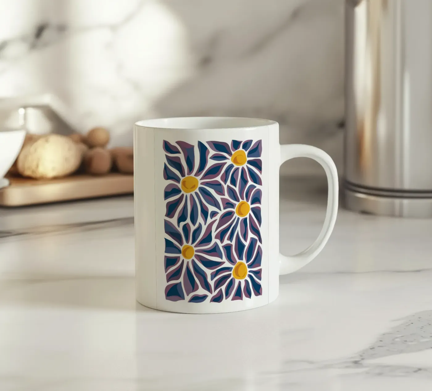 Daisy Pattern Pop ceramic mug by Pale Aura