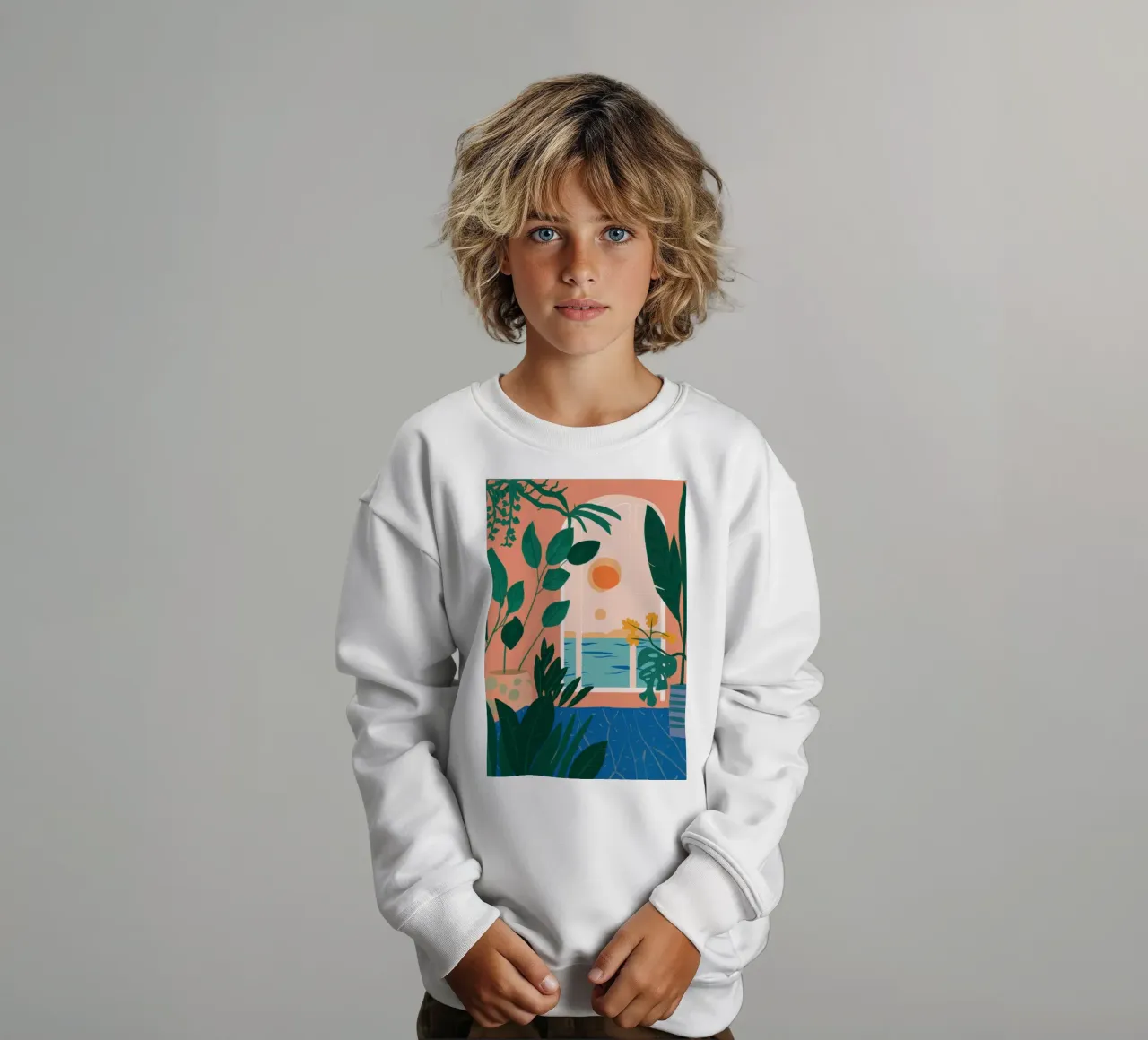 Poolside Reading Escape kids sweatshirt by Pale Aura