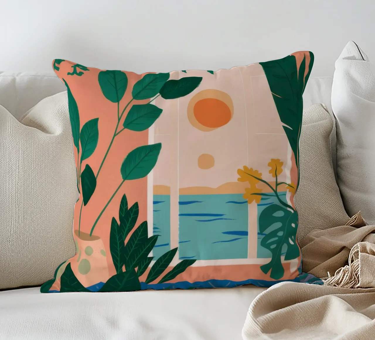 Poolside Reading Escape decorative cushion by Pale Aura