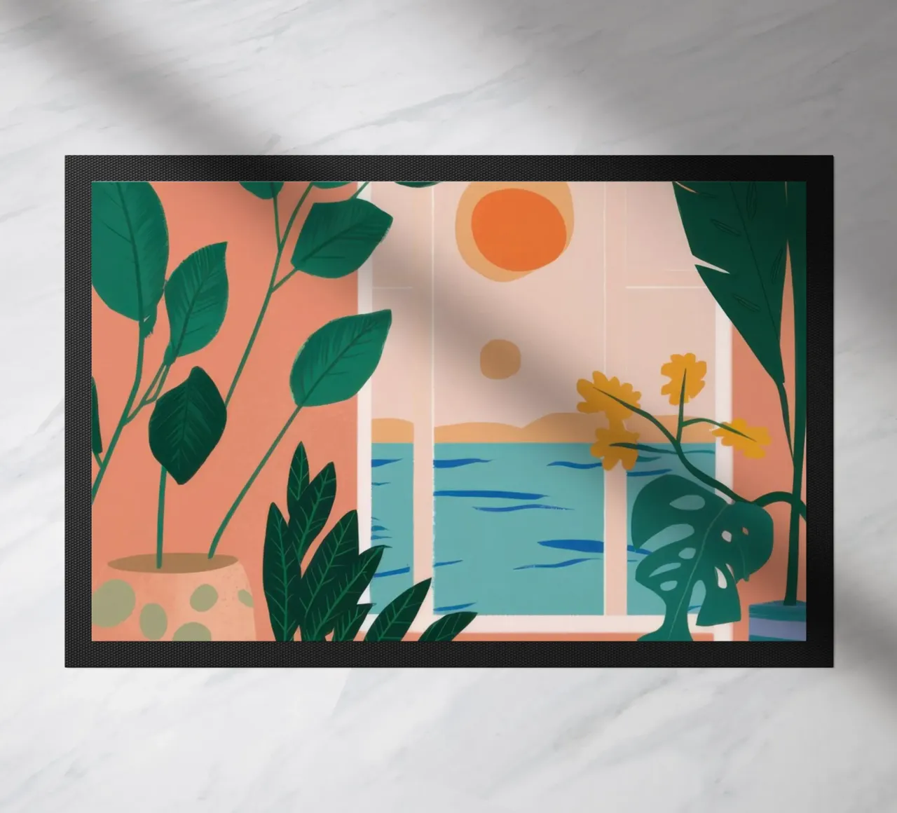 Poolside Reading Escape doormat by Pale Aura