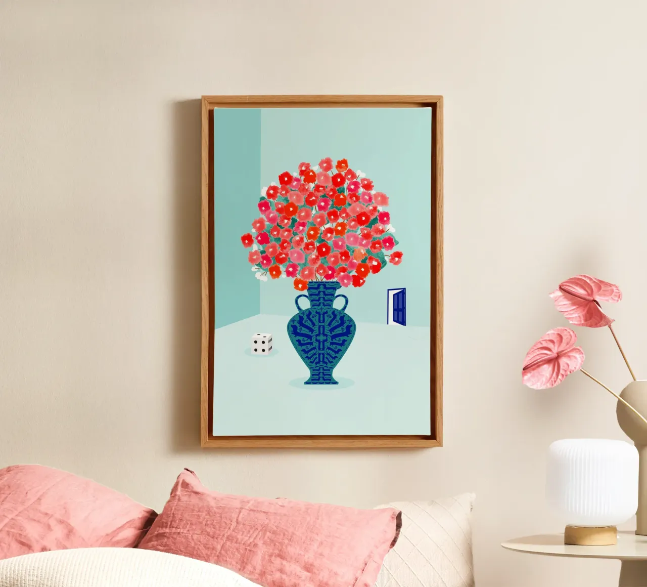 Blue door 02 canvas with Floater frame by Fraysein Design