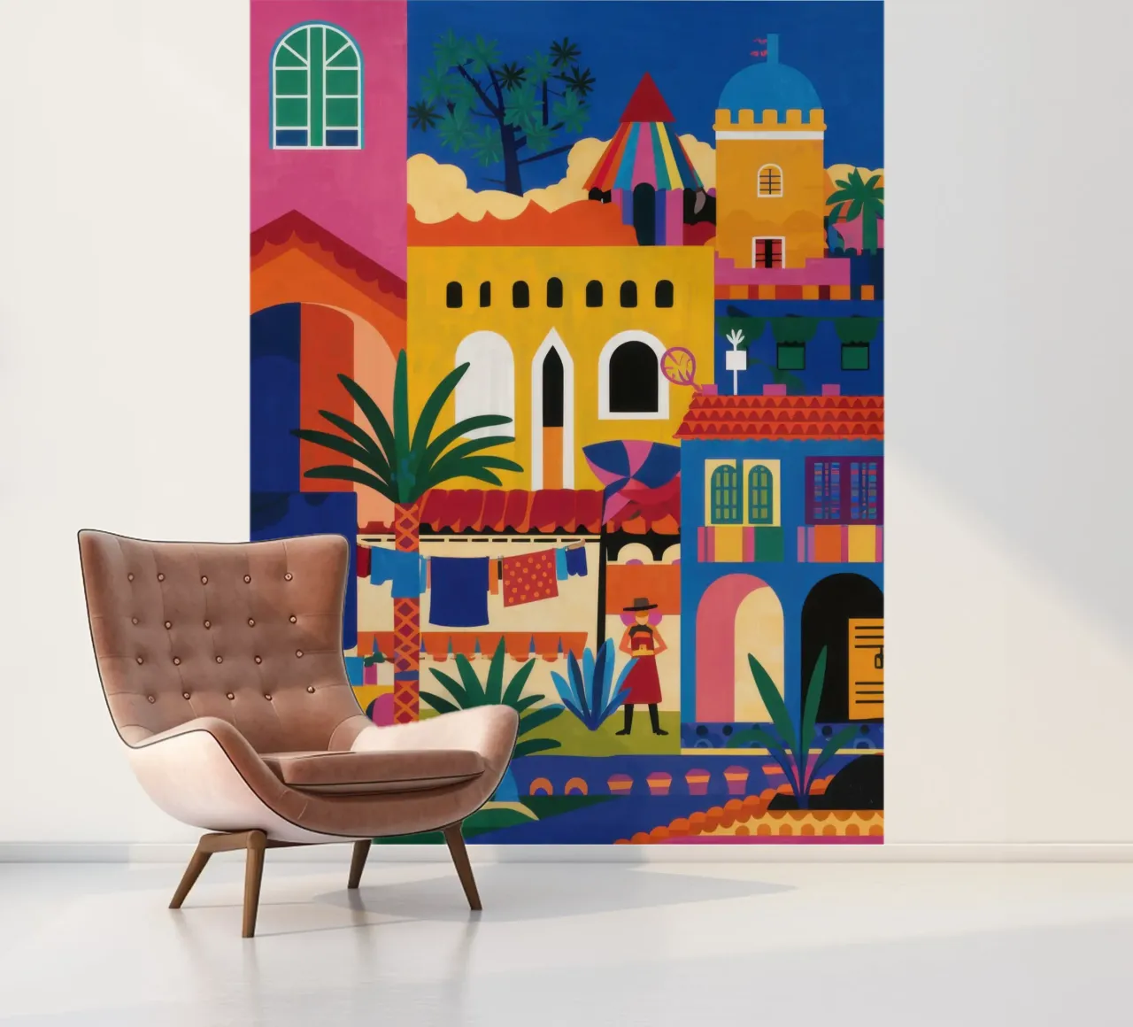Colorful Hillside Town photo wallpaper by Pale Aura
