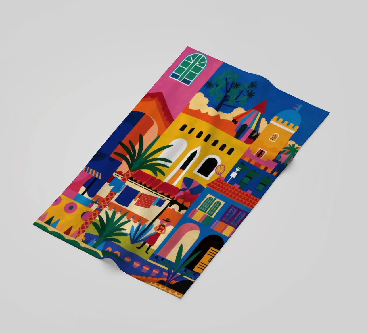 Città collinare colorata telo mare da Pale Aura