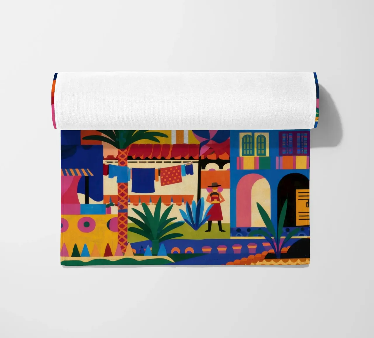 Città collinare colorata telo mare da Pale Aura