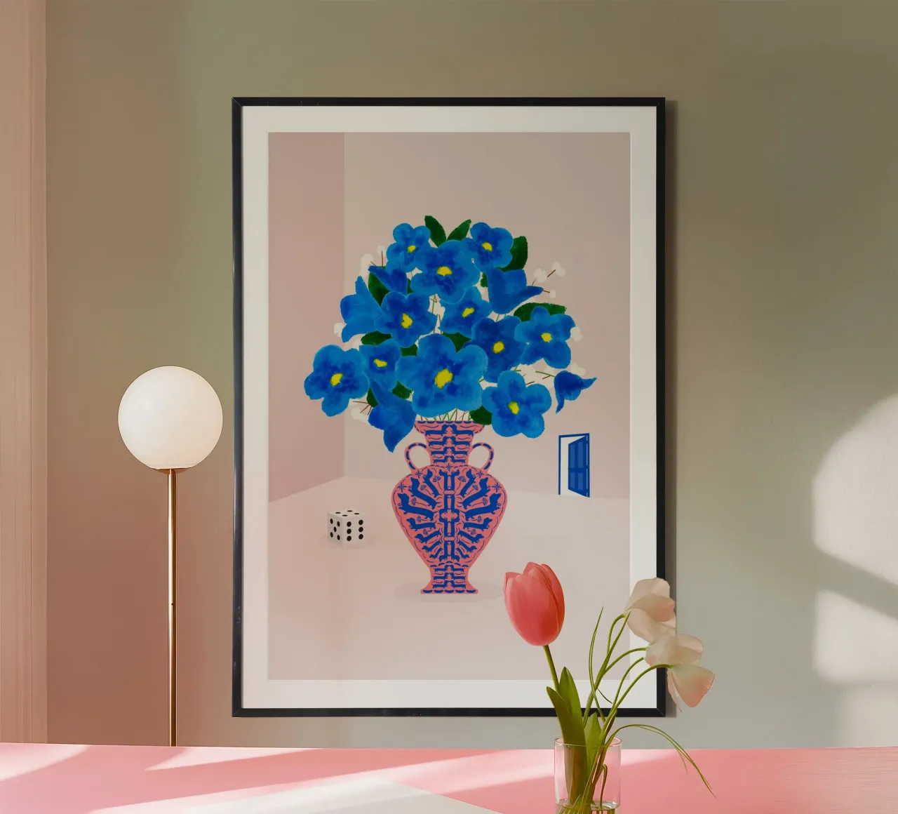 Porta blu 03 poster con telaio in alluminio da Fraysein Design