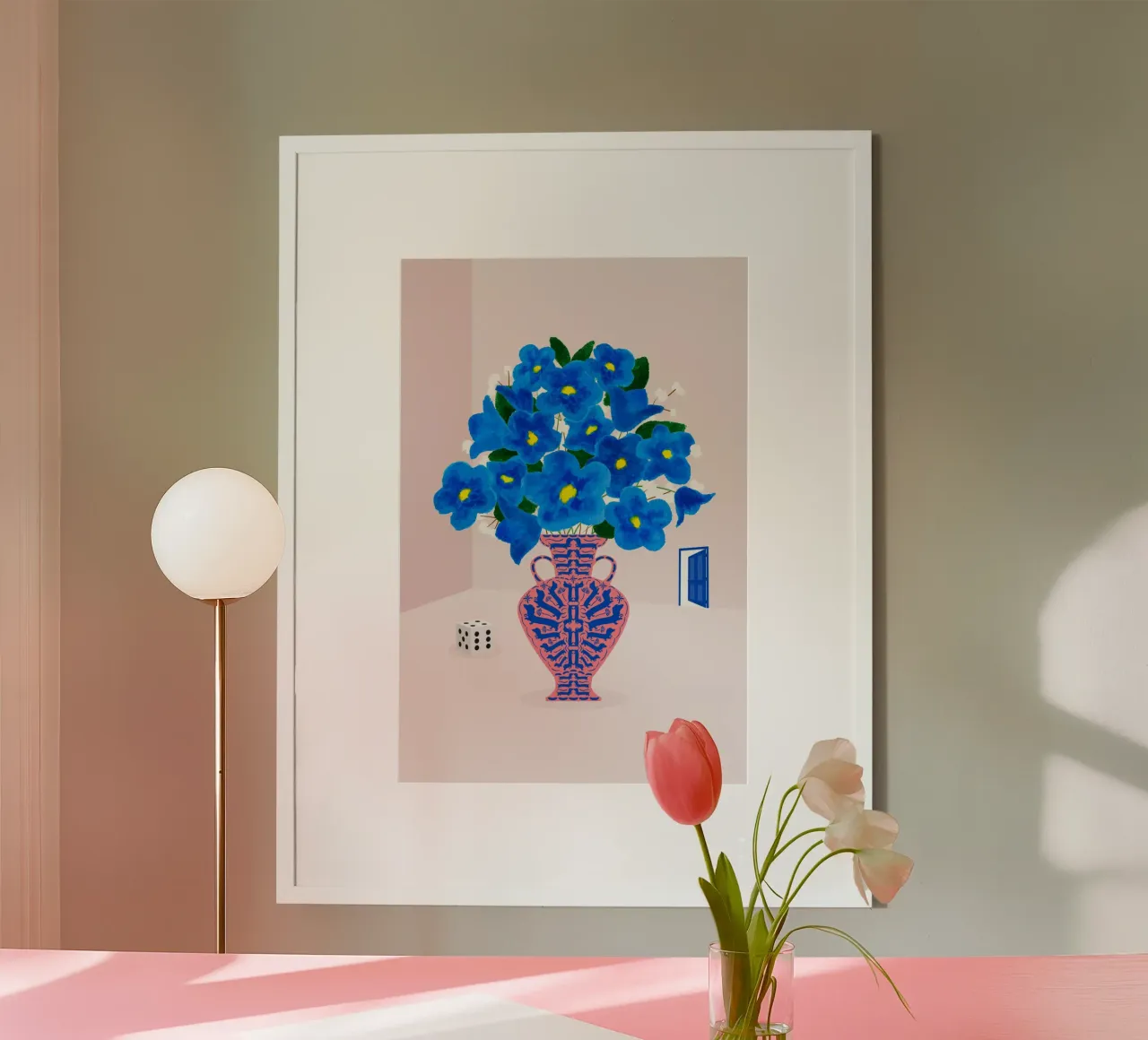 Porta blu 03 poster con telaio in alluminio da Fraysein Design