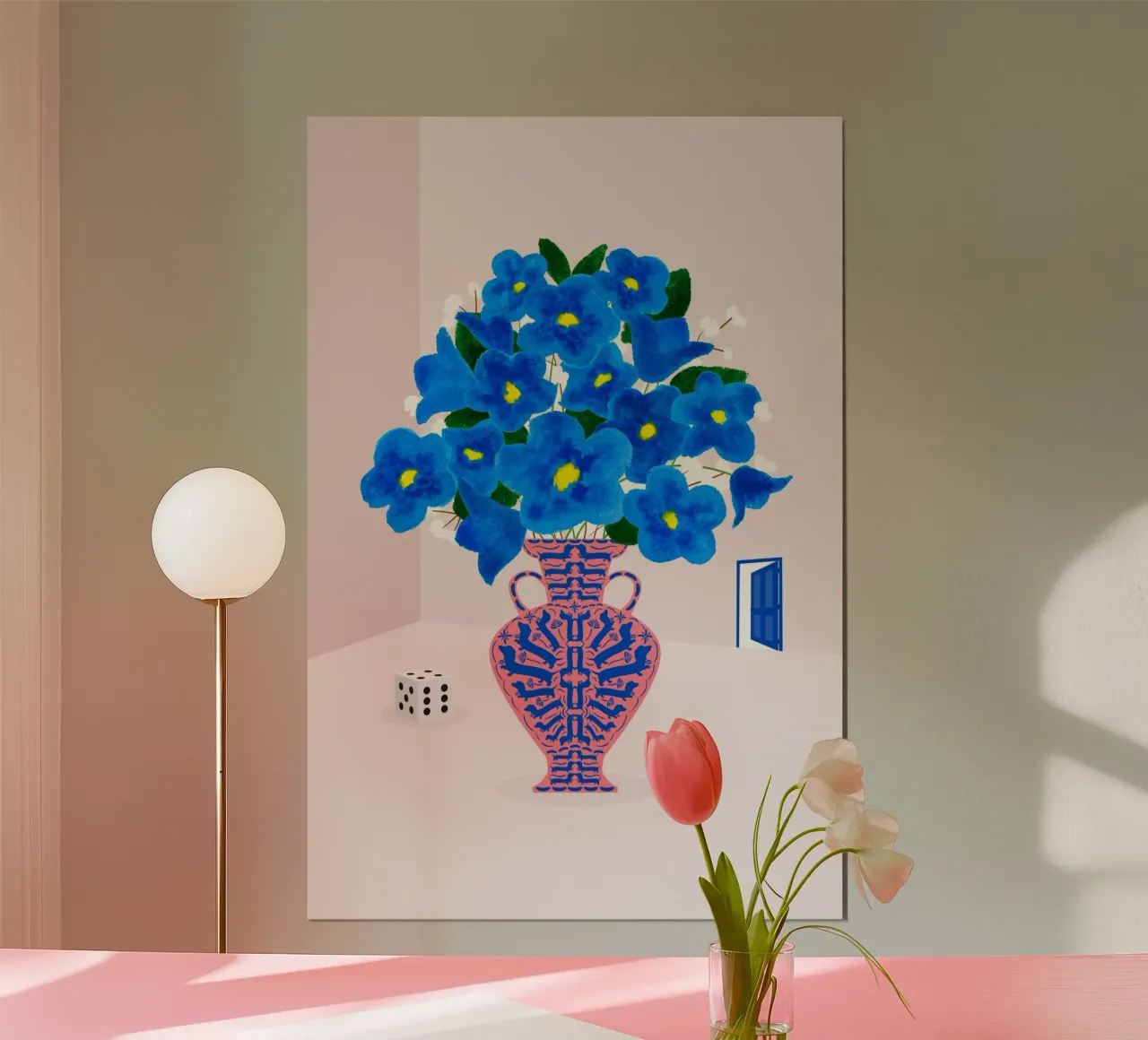Porta blu 03 poster con telaio in alluminio da Fraysein Design