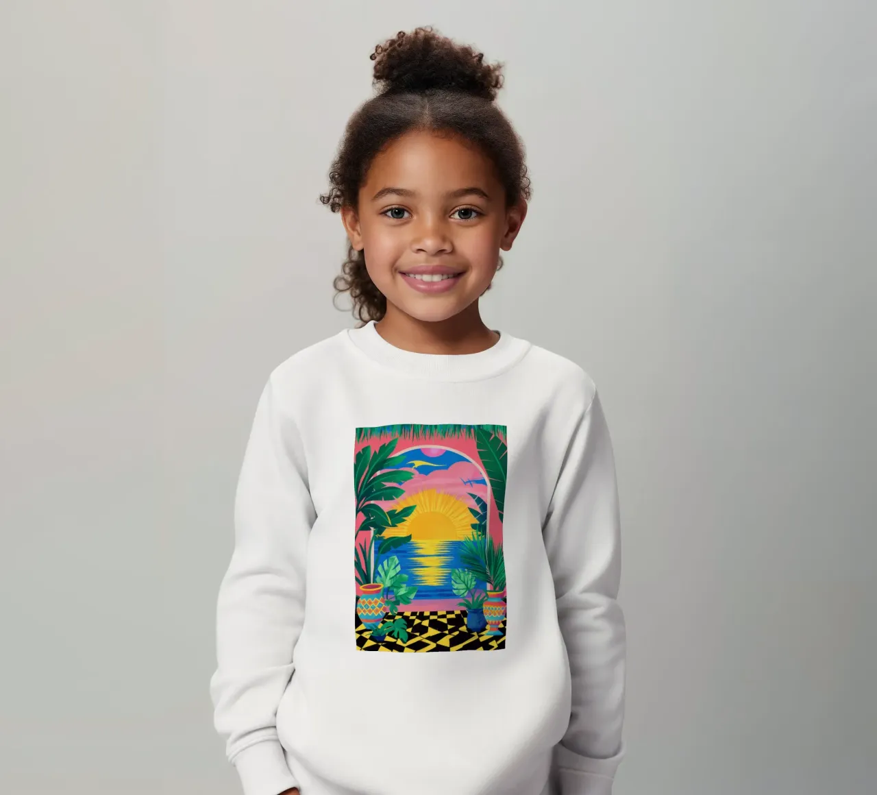 Palm zonsondergang paradijs kinder sweatshirt van Pale Aura