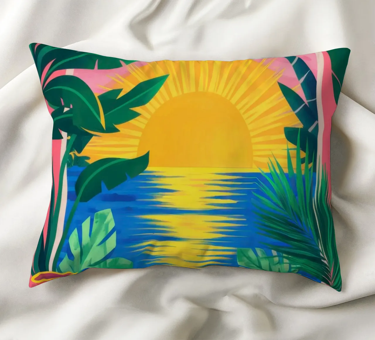 Paradiso delle palme al tramonto cuscino da Pale Aura