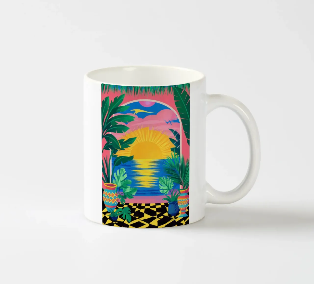 Paradiso delle palme al tramonto tazza in ceramica da Pale Aura