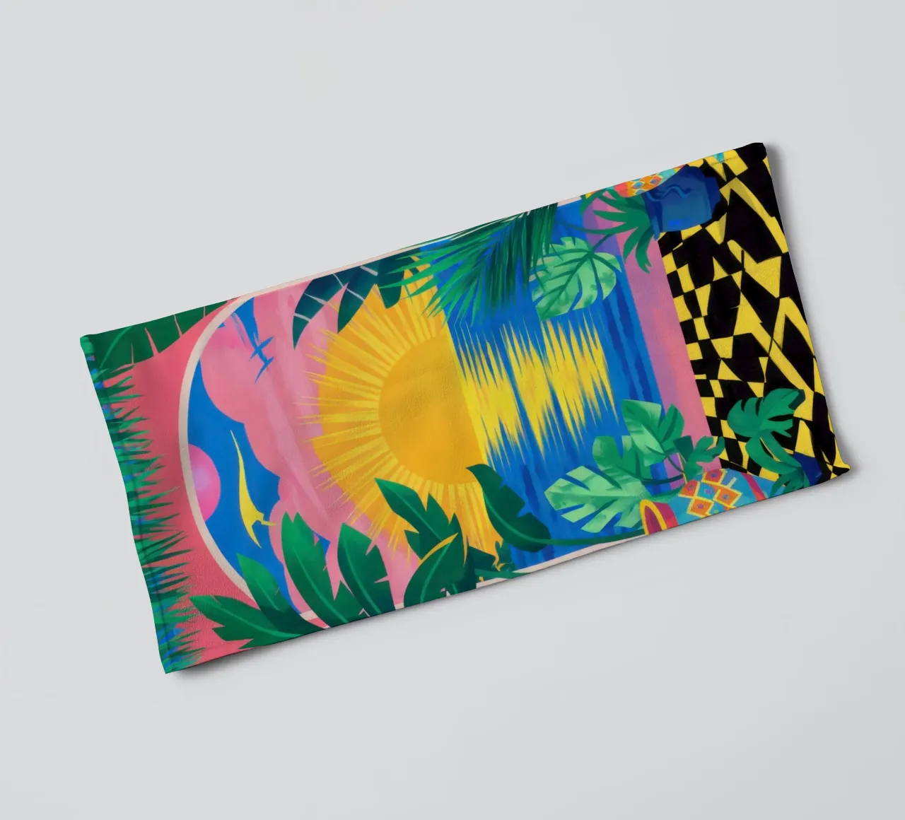 Palm zonsondergang paradijs badhanddoek van Pale Aura