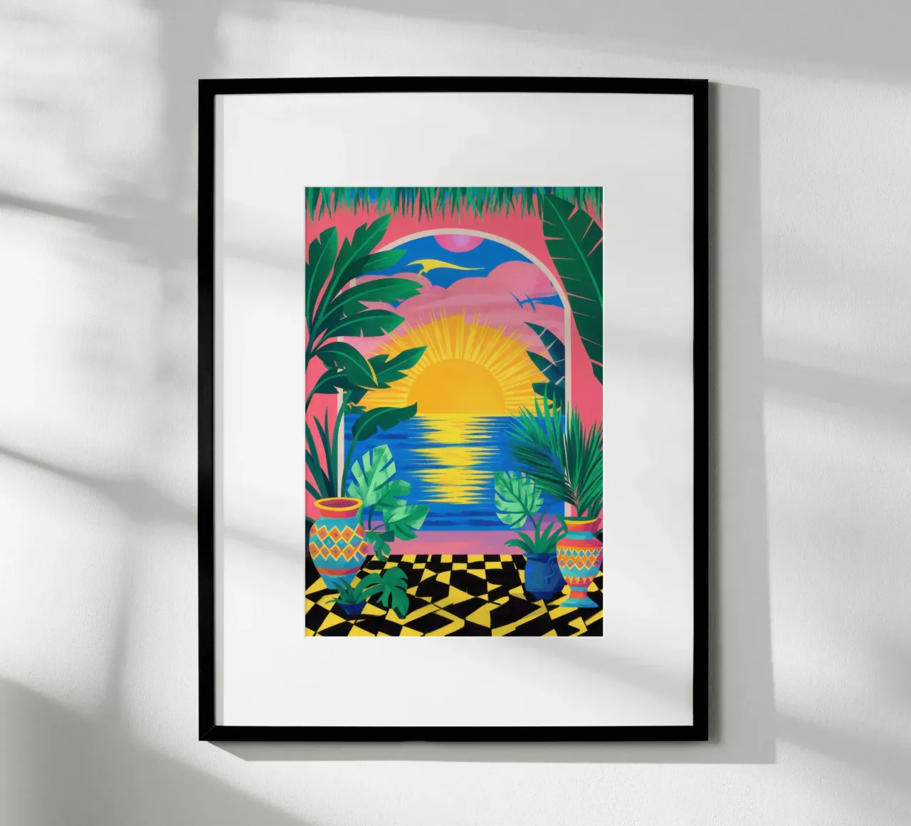 Palm zonsondergang paradijs hahnemühle van Pale Aura