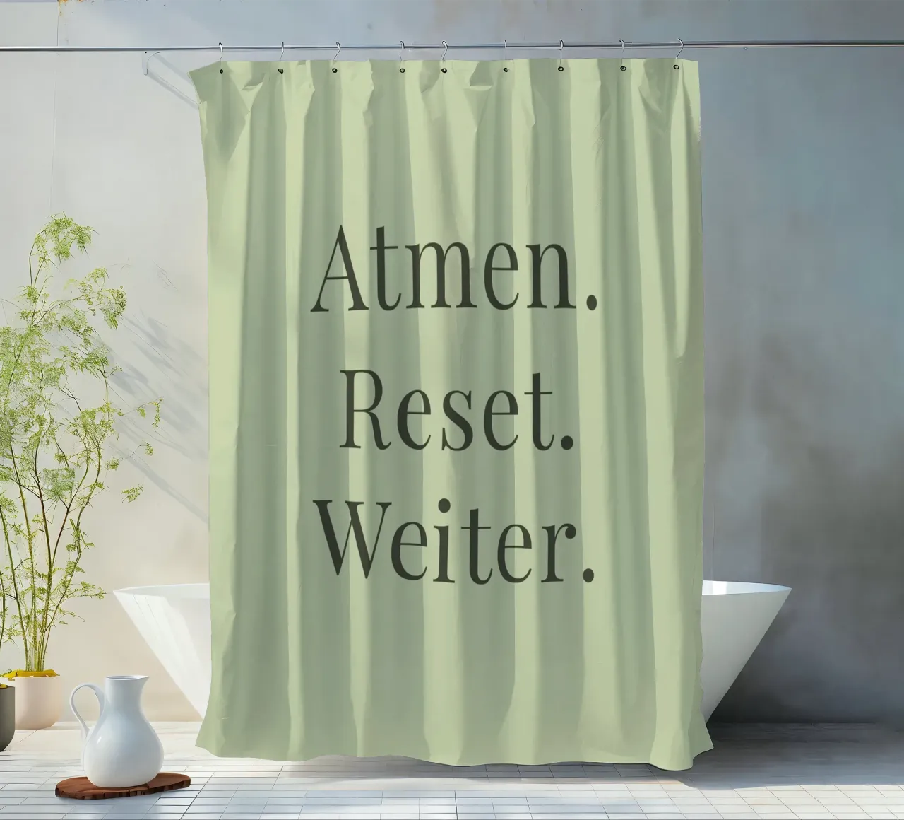 Atmen. Reset. Weiter. - Achtsamkeit tenda da doccia da Typo Designs