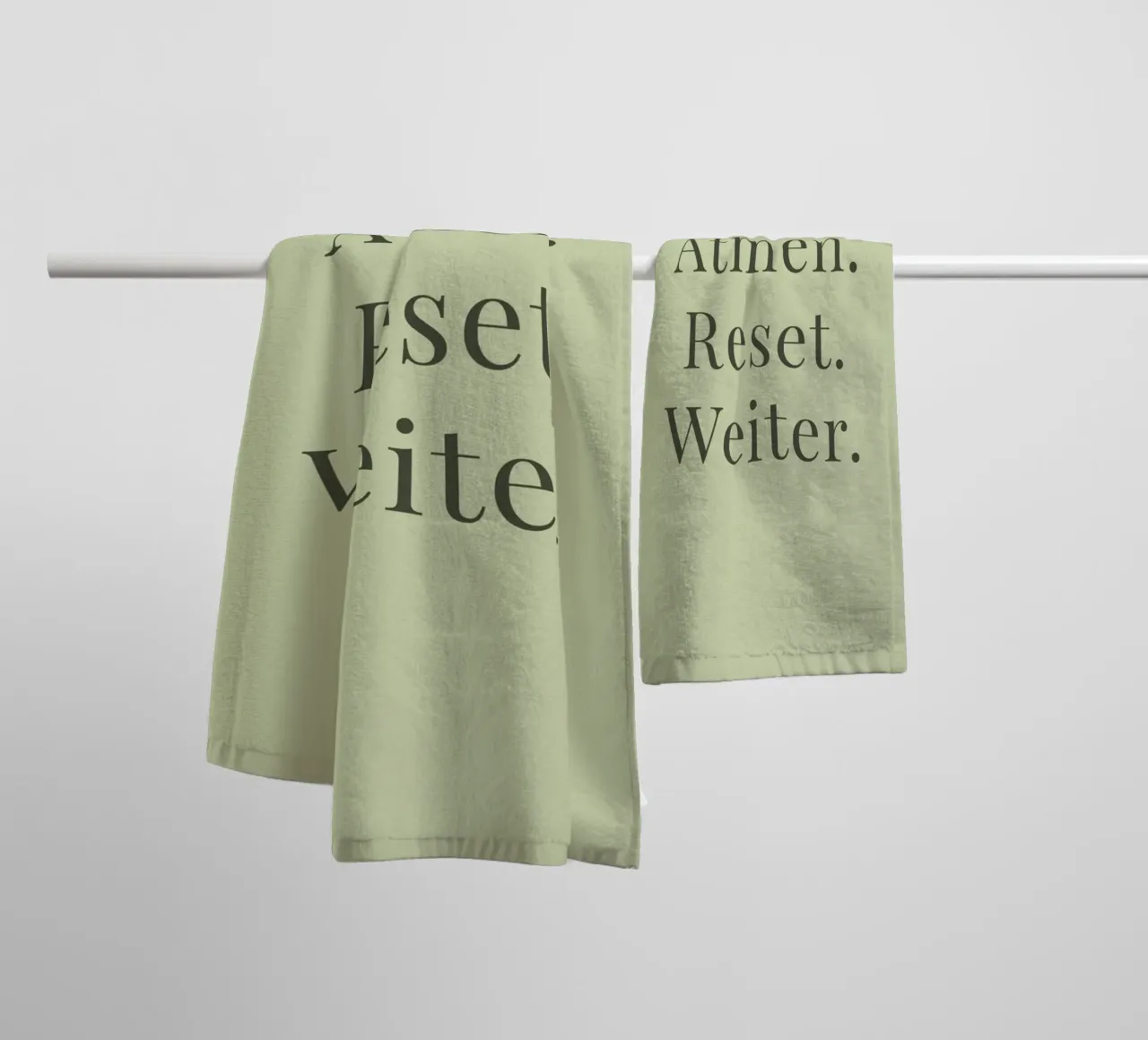 Atmen. Reset. Weiter. - Achtsamkeit towel by Typo Designs