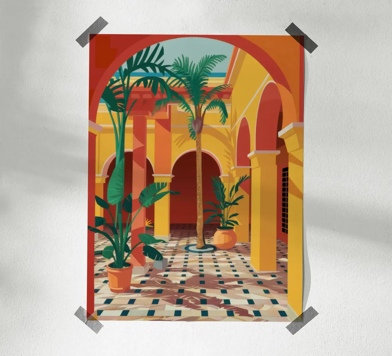 Gewölbter Innenhof Oase Poster von Pale Aura