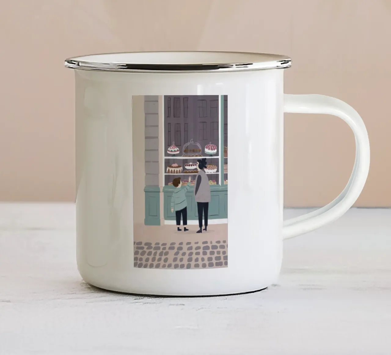 Vetrinista di panetteria tazza in smalto da Pale Aura