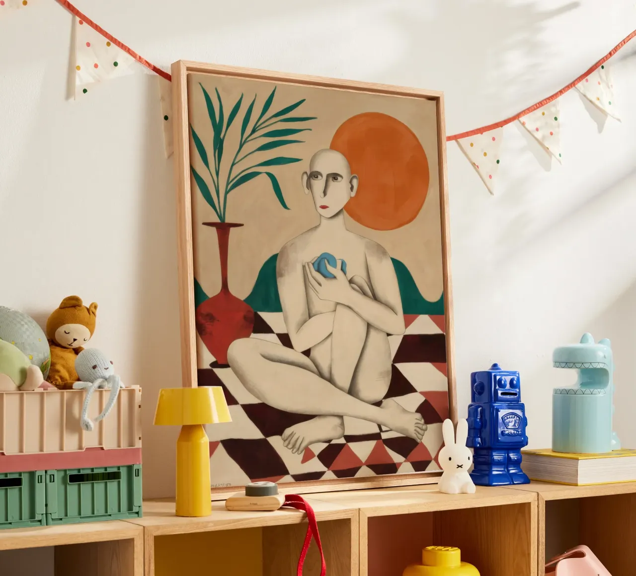 Geruite vloer naakt canvas met Baklijst van Pale Aura